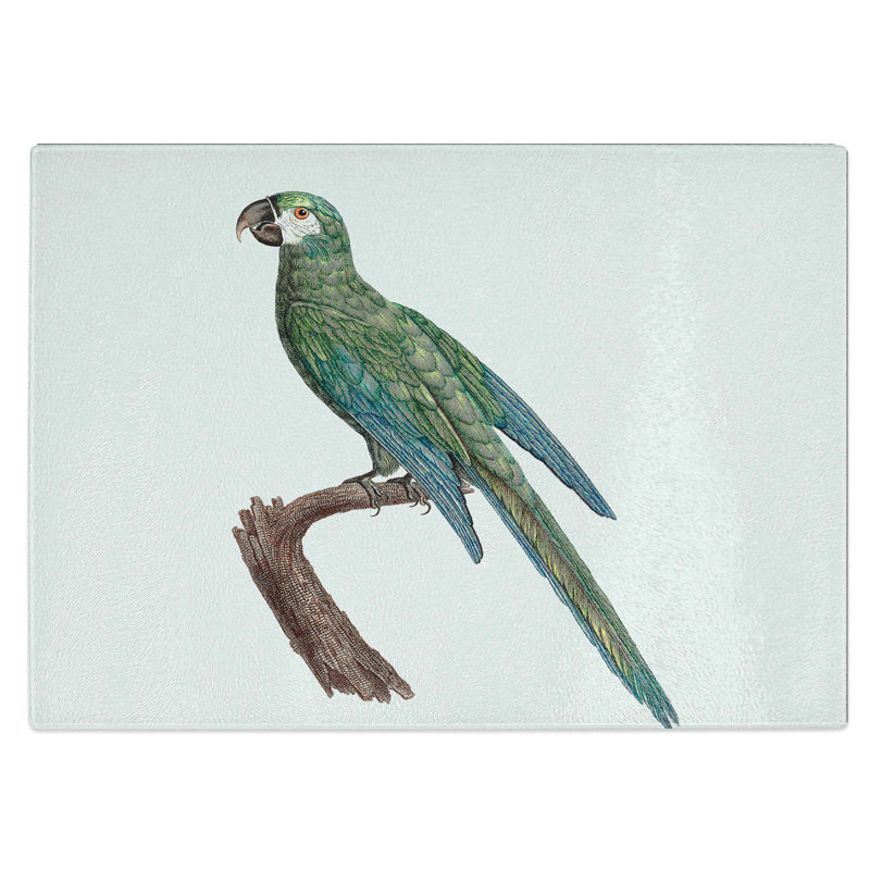 Tempered Glass Blue-Winged Macaw Parrot Chopping Board, 39 cm W x 28.5 cm L