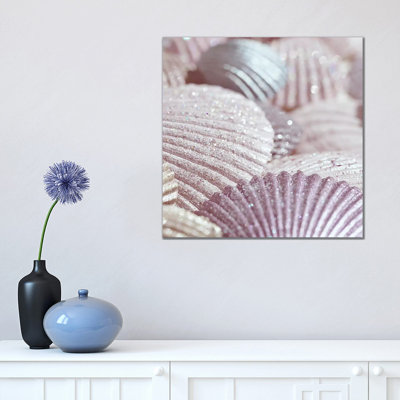 Shells And Glitter II Pink Square by Monika Strigel - Wrapped Canvas Print
