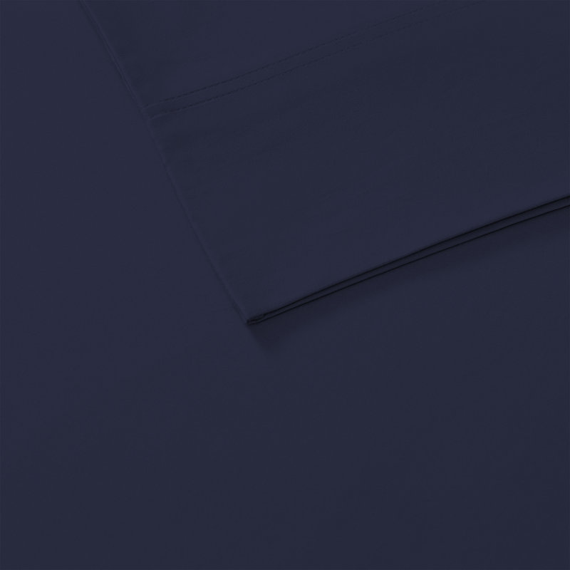 Navy Full Cotton Percale Fitted Sheet Set