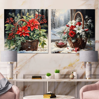 Winter Poinsettias Basket 1 I - Poinsettias