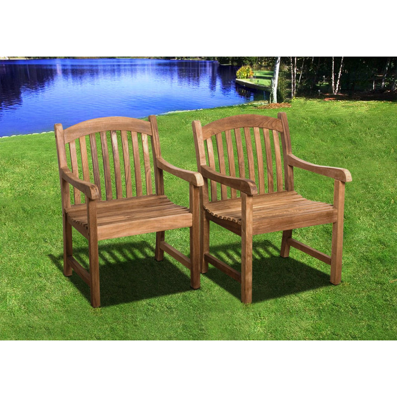 Chaise de patio empilable teck Lucien