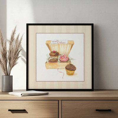 «Cupcake Quartet on Stripes» par Sue Schlabach, reproduction d'art