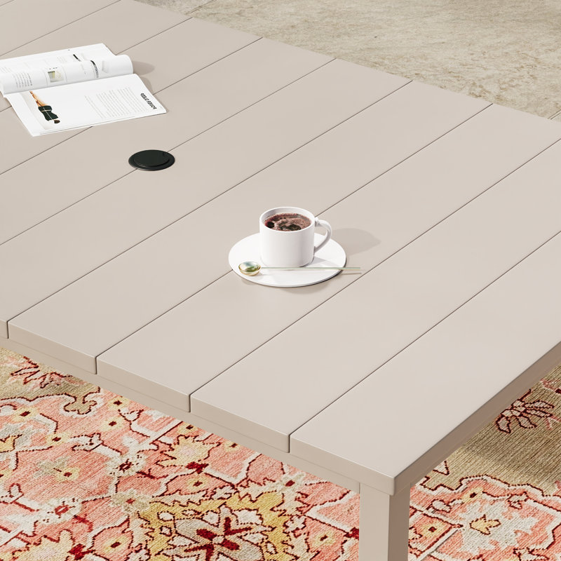 6-Person Outdoor Rectangular Dining Set, Cream/Cream