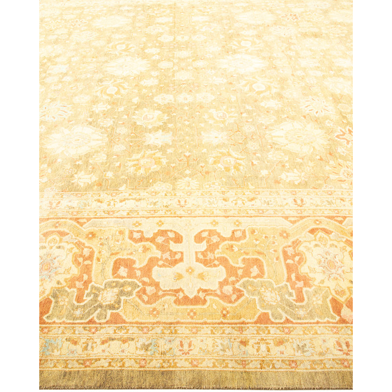 Ohlone One-of-a-Kind Hand-Knotted New Age 8'4" x 10'4" Wool Area Rug in Yellow/Green