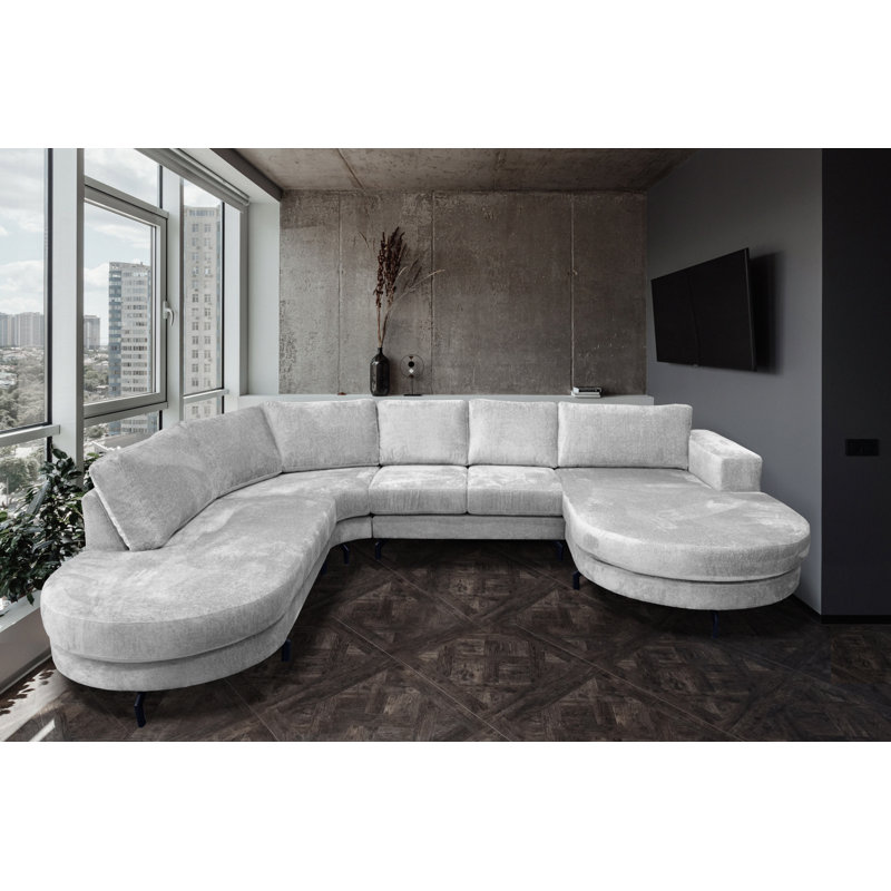 6 Seater Corner Sofa , White, Left Hand Facing