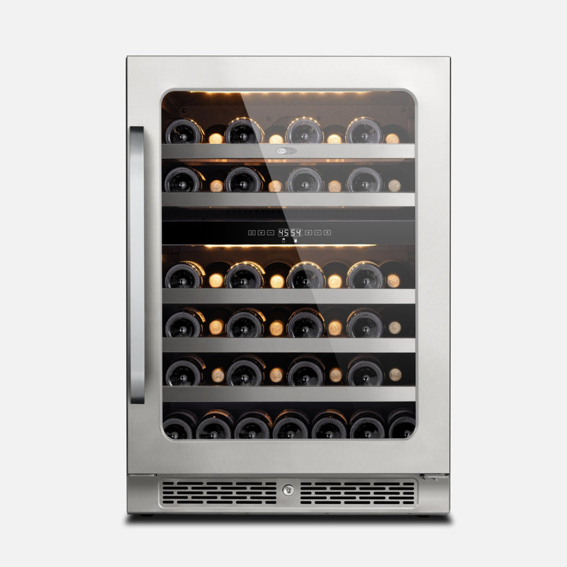 Whynter BSR-046DW 24 inch Built-ln 46 Bottle Undercounter Stainless Steel Wine Fridge with Reversible Door, Digital Control, Lock, and Carbon Filter