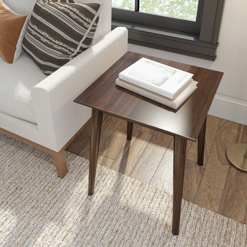Leaford Solid Wood End Table, 24" H x 20.25" W x 20.25" D, Walnut