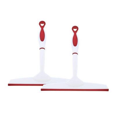 Raclette en caoutchouc Superio, raclette pour fenêtre tout usage sans traces, poignée Comfort Grip et crochet de suspension (rouge, paquet de 2 de 10 po)