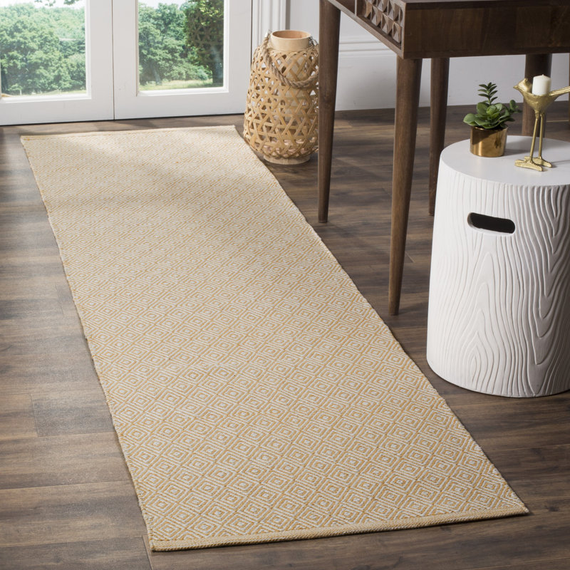 Tapis géométrique en coton tissé à la main Dryden, Tapis de couloir 2 pi 3 po x 8 pi