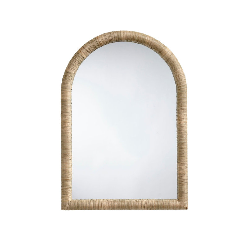 Miroir mural Tipz, cadre arqué brun naturel de 34 pouces, ruppie maritime tissée