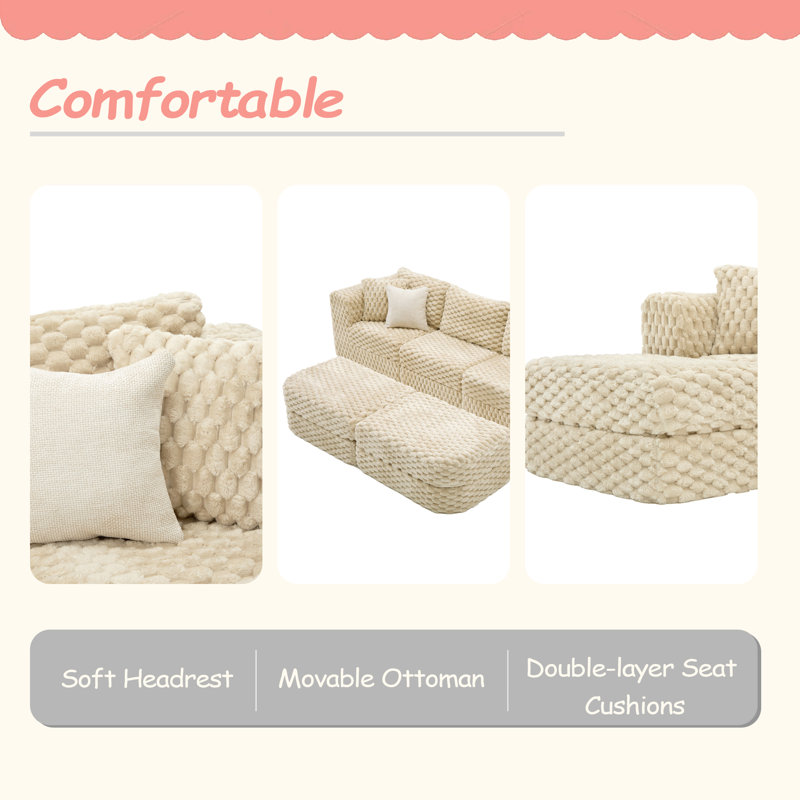 Canapé modulaire modulaire de 135,4 po, Polyester café