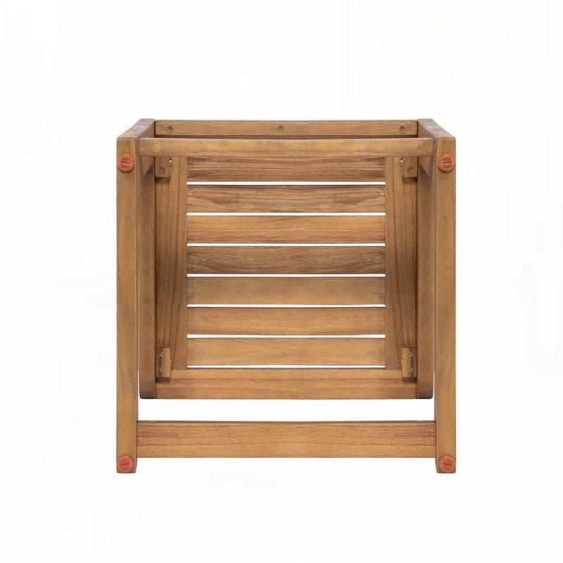 Table d'appoint de patio avec plateau carré en bois, base en bois