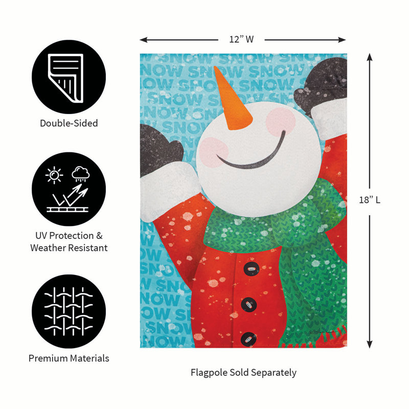 Drapeau de jardin «Happy Snowman» en suède