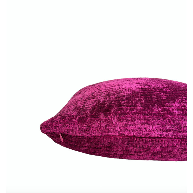 Housse de coussin en chenille unie, H 20 po x l 20 po 1, Rose