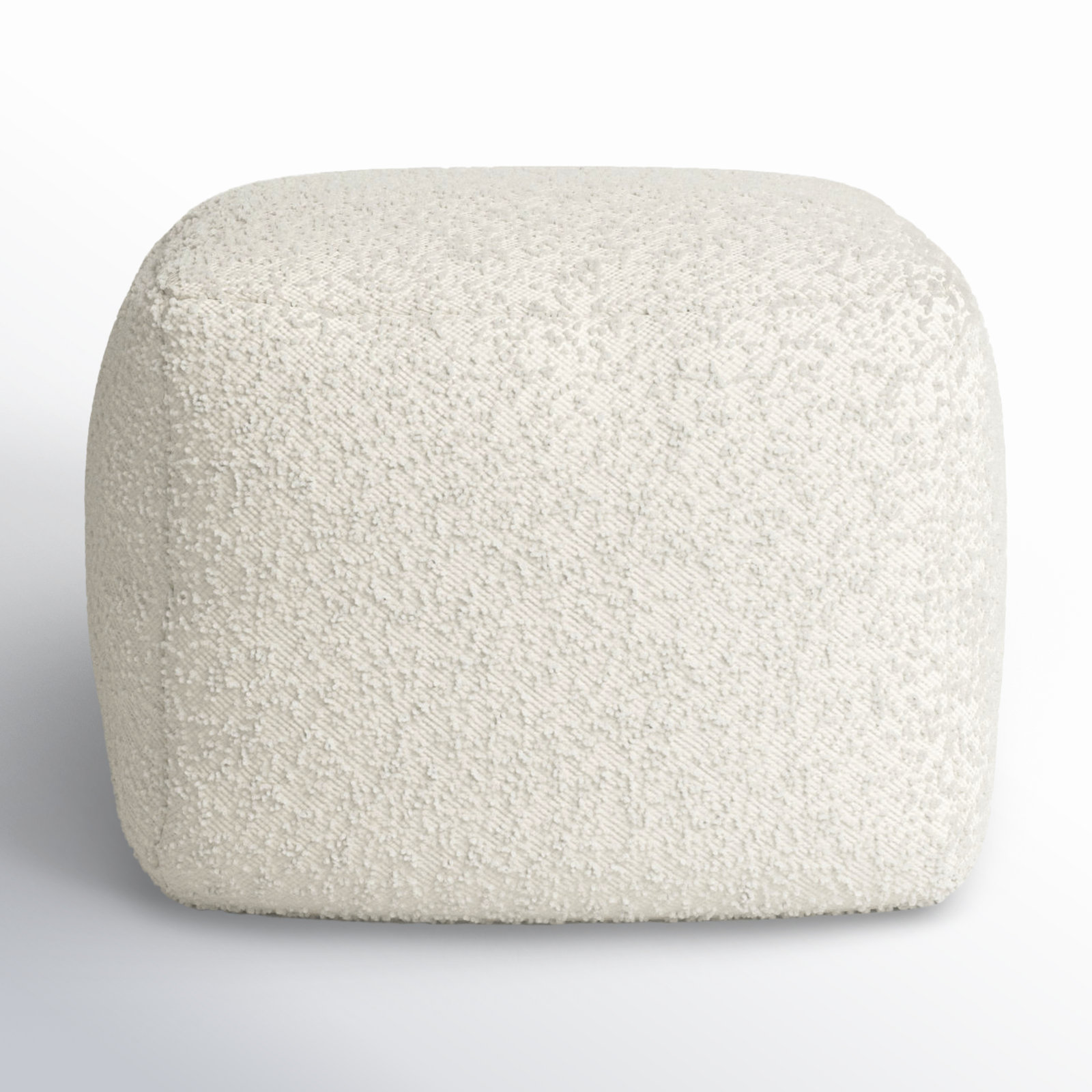 Inaki Upholstered Pouf, Ivory Boucle