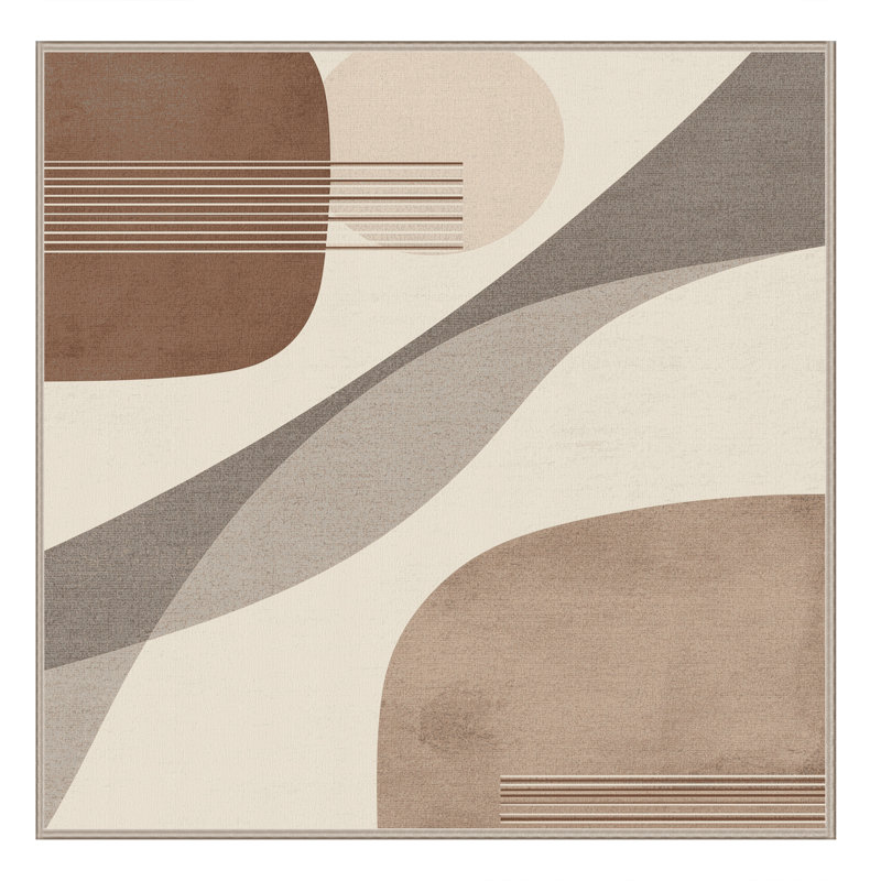 Tapis scandinave beige lavable à la machine Pahola, Carré 3 pi