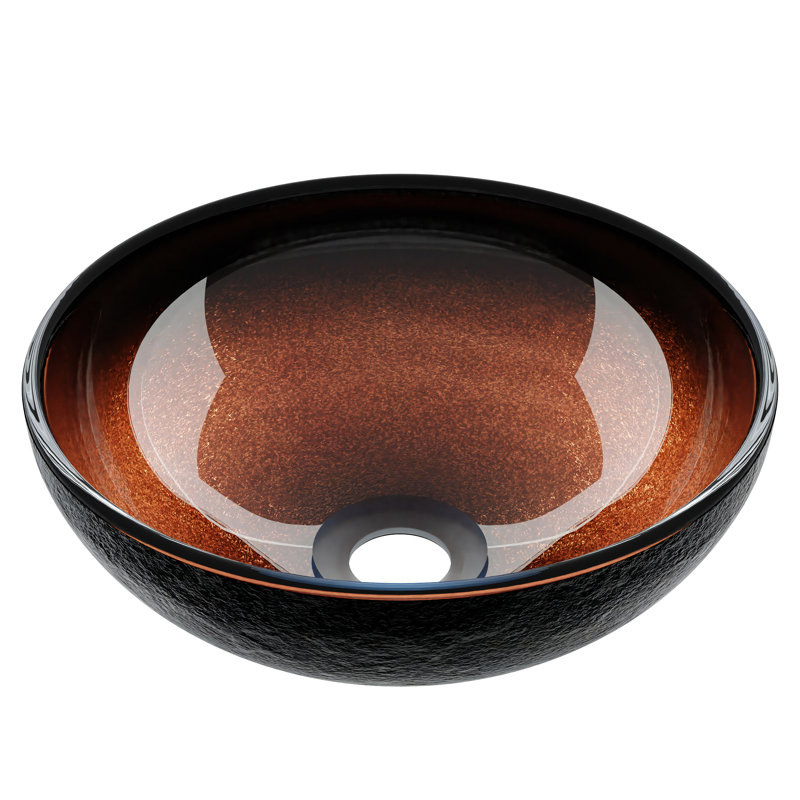 Novatto 12'' Glass Circular Bathroom Sink, Oil Rubbed Bronze