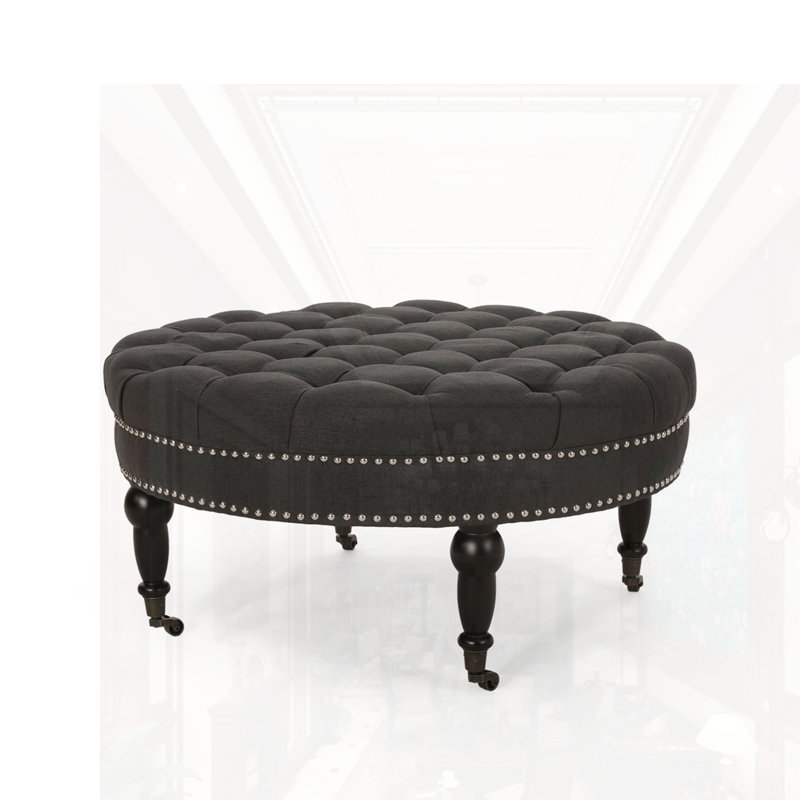 OTTOMAN AVEC ROULETTES, Gris foncé