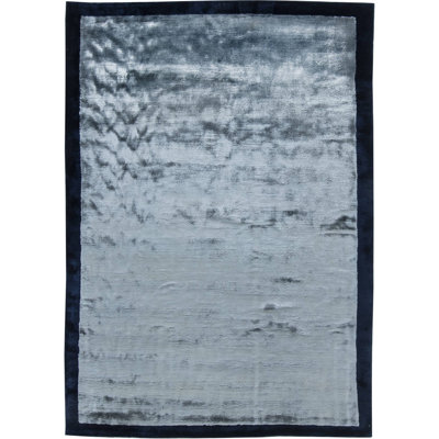 Modern One-of-a-Kind 6'2" X 8'9" New Age Banana Silk Area Rug in Blue