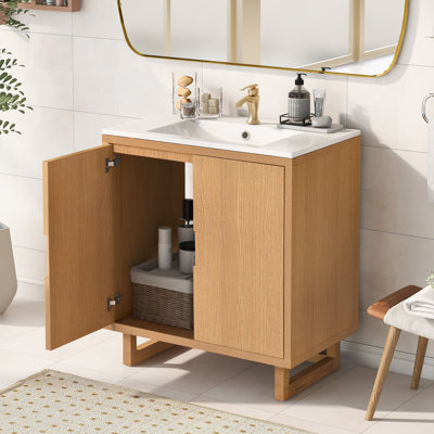 30" Bathroom Vanity Set With Sink, Combo Cabinet, Bathroom Storage Cabinet, Solid Wood Frame(The Same With SV000008AAB-1)