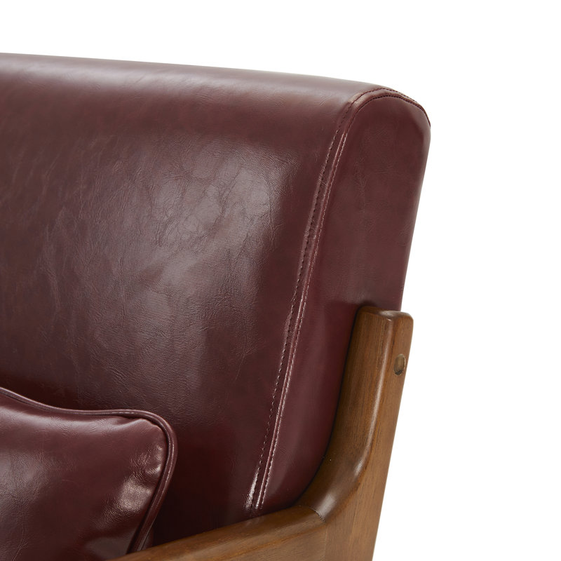Bradley Faux Leather Armchair, Burgundy Performance Faux Leather