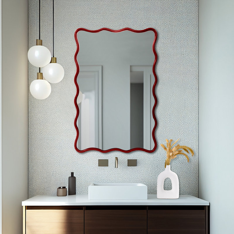 Angelo Rectangle Wall Mirror, Burgundy