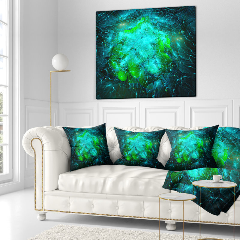 Fractal Smoke Texture - coussin décoratif imprimé abstrait vert, 16 po x 16 po, Coussin décoratif