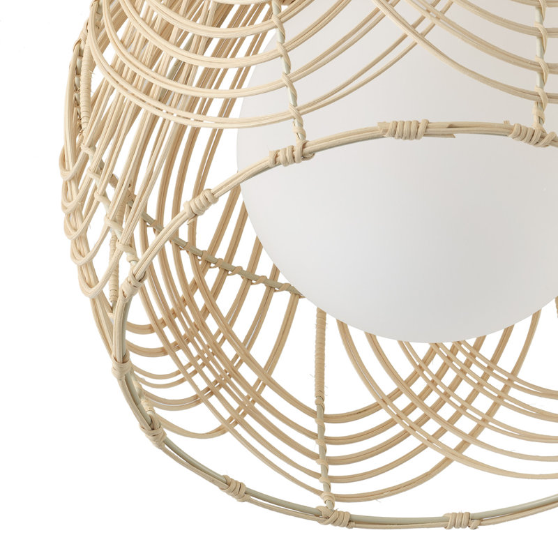 14.17" Rattan Dome Semi Flush Mount Light with Polished Brass Base, Dimmable & ETL Certified