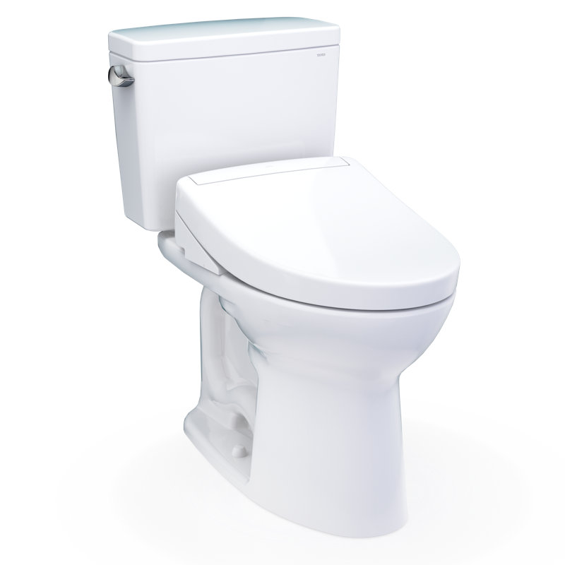 TOTO® Drake® WASHLET®+ Two-Piece Elongated 1.28 GPF Universal Height TORNADO FLUSH® Toilet with S5 Bidet Seat, 10 Inch Rough-In, Cotton White - MW7763446CEFG.10#01