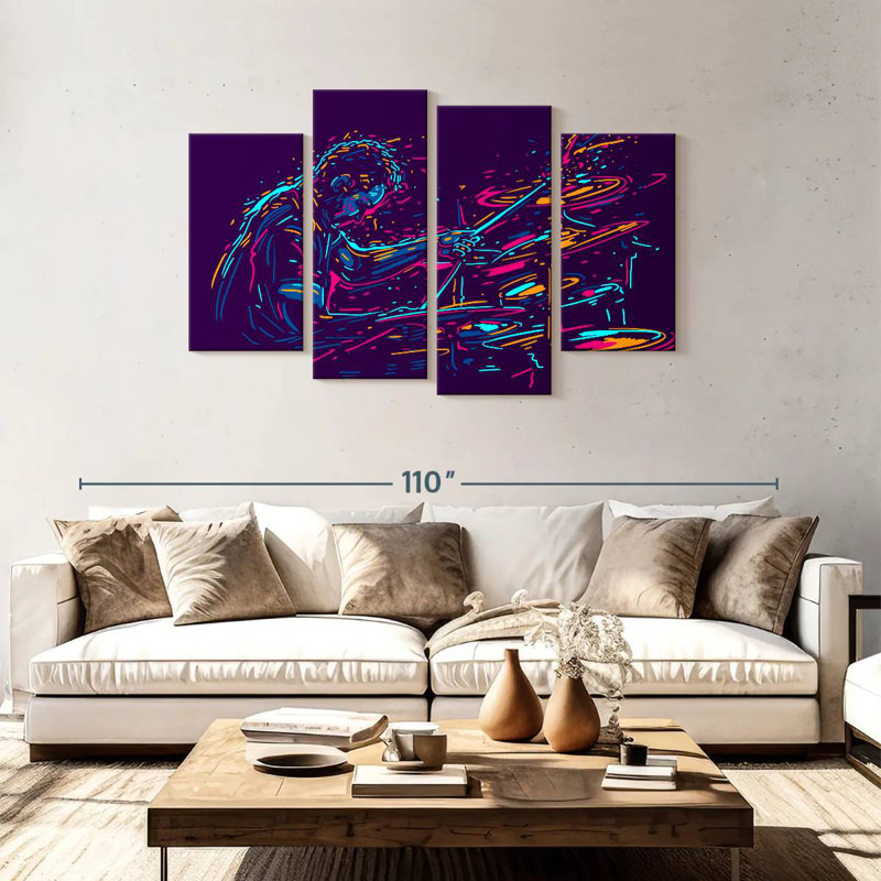 Abarca Abstract Drummer Performing, 48" H x 75" W