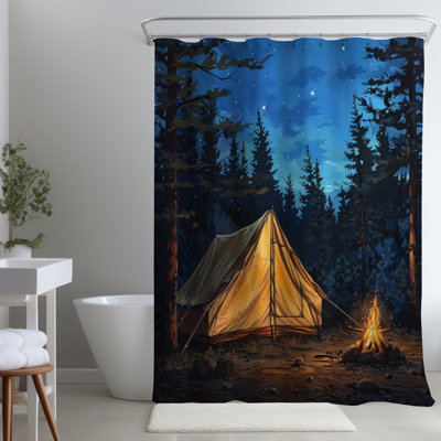 Tent – Unique Home Decor for Your Bathroom – Polyester Shower Curtain, Dye Sublimation Print, 71" W × 74" L