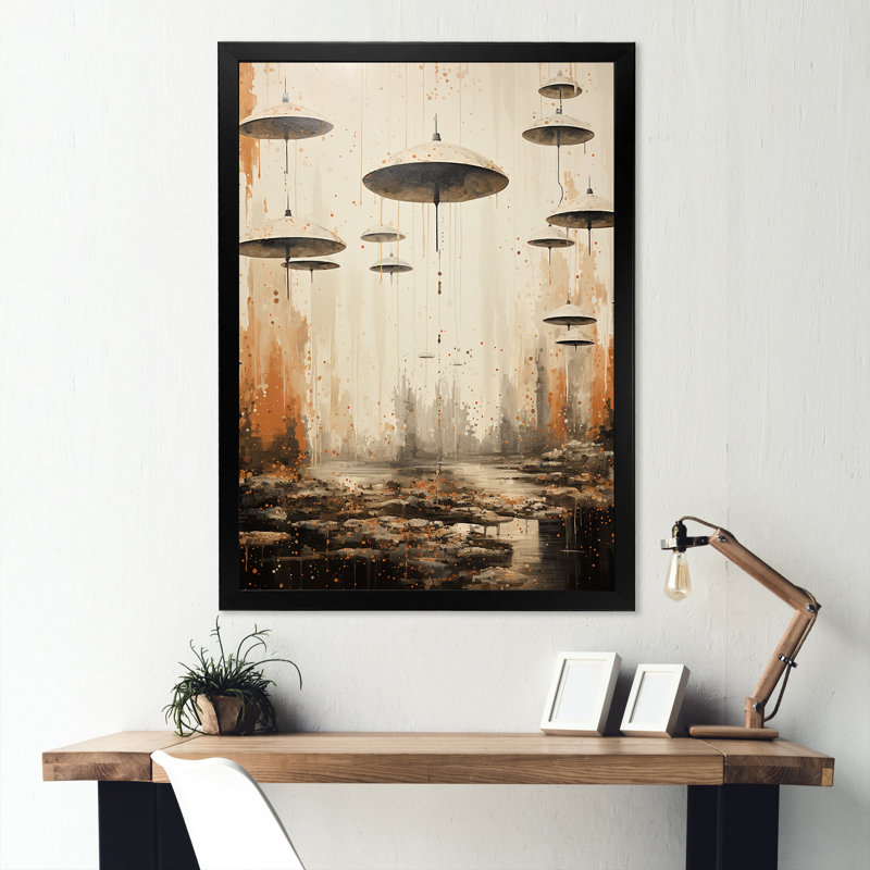 " Minimalism Ufos ", Black Picture Framed, 20" H x 12" W