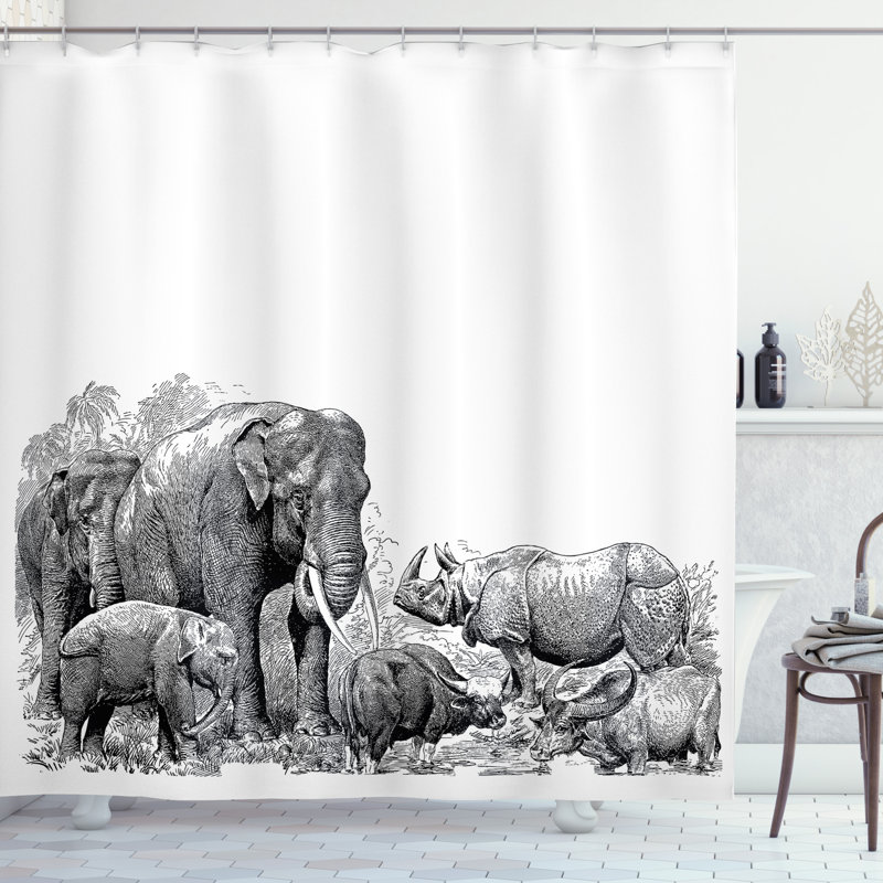 Shower Curtain with Hooks Included, 69" H x 105" W