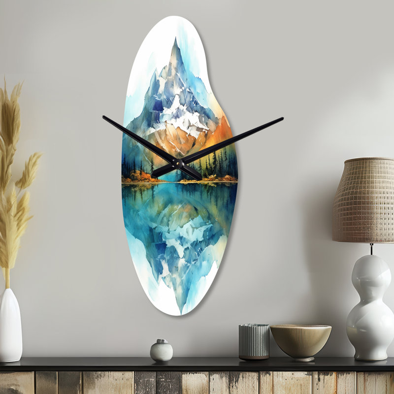 Horloge murale incurvée traditionnelle Florea Calming Mountain Riverside III - Mountains, Moyenne