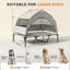 Lit surélevé pour chien avec auvent amovible, filet respirant et coussin de refroidissement, idéal pour les grands chiens pesant jusqu'à 66 lb et mesurant moins de 25,6 pouces de long - le lit portable surélevé garde les animaux au sec