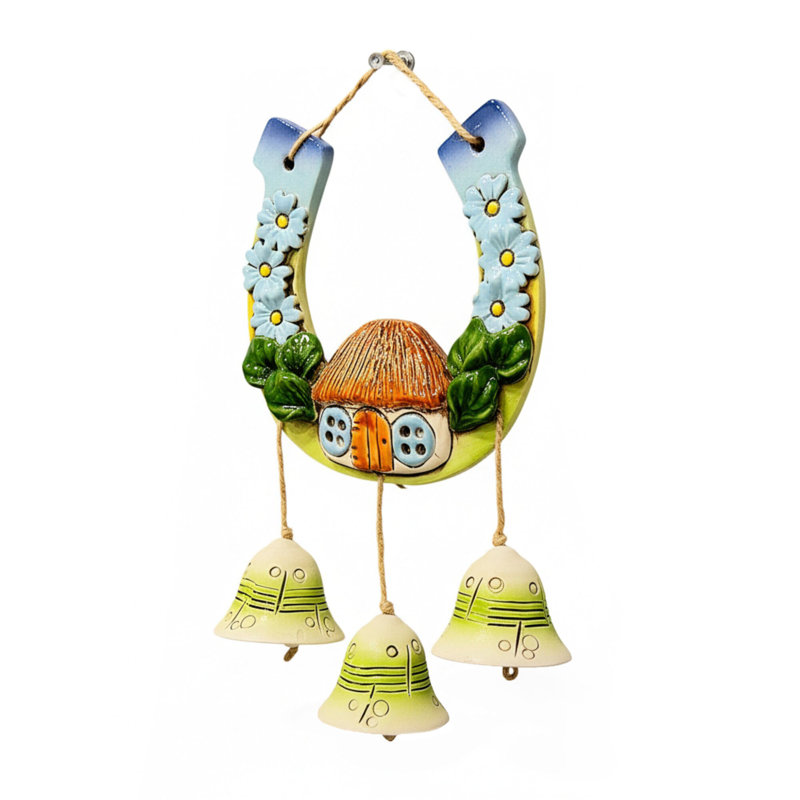 Flowers And Bells Ceramic Horseshoe Charm