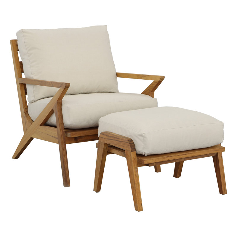 Hatteras Outdoor Teak Armchair, Parchment