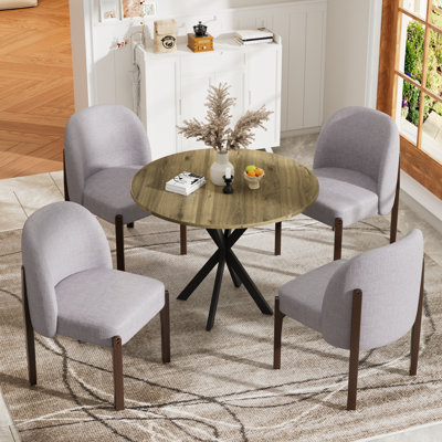 Ensemble de table de salle à manger 31,5 po et 4 chaises rembourrées en tissu, maison de campagne moderne pour petits espaces