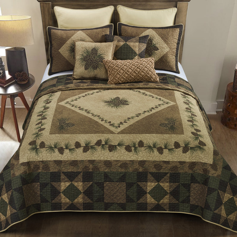 Antique Pine Square Patchwork Throw Pillow