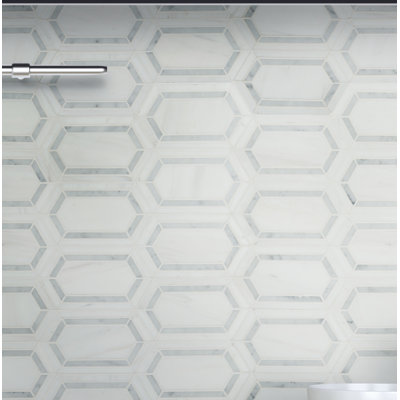 Calabria Frost Spire 12 in. x 12 in. Polished Marble Mosaic Floor and Wall Tile