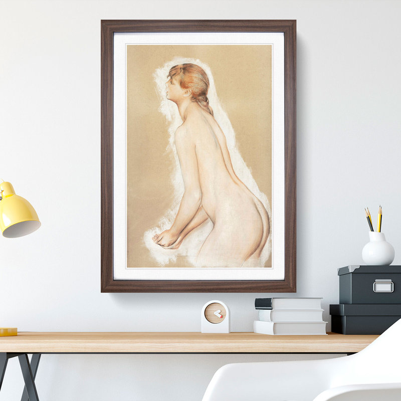 Splashing Figure by Pierre-Auguste Renoir - Picture Frame Painting, 48cm H x 36cm W x 2cm D, Walnut