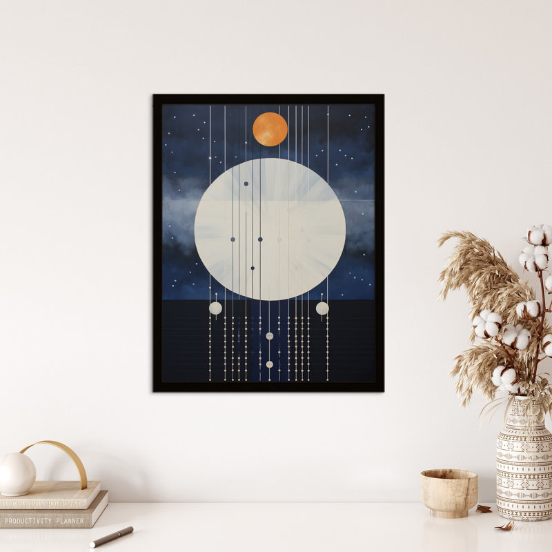 Abstract Solar Eclipse  Geometric Planetary Orbit 1 Piece Single Picture Frame Wall Art