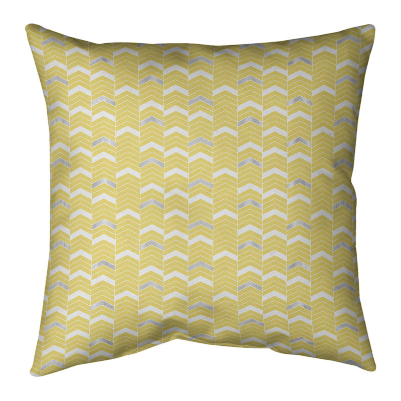 Housse de coussin Rhonda, Petit jaune et gris, 16 po x 1 po, Simili suède