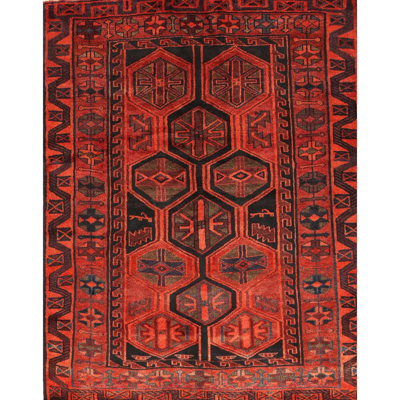 Tapis sud-ouest Mehroon / noir / crème, Rectangle 2 pi x 4 pi
