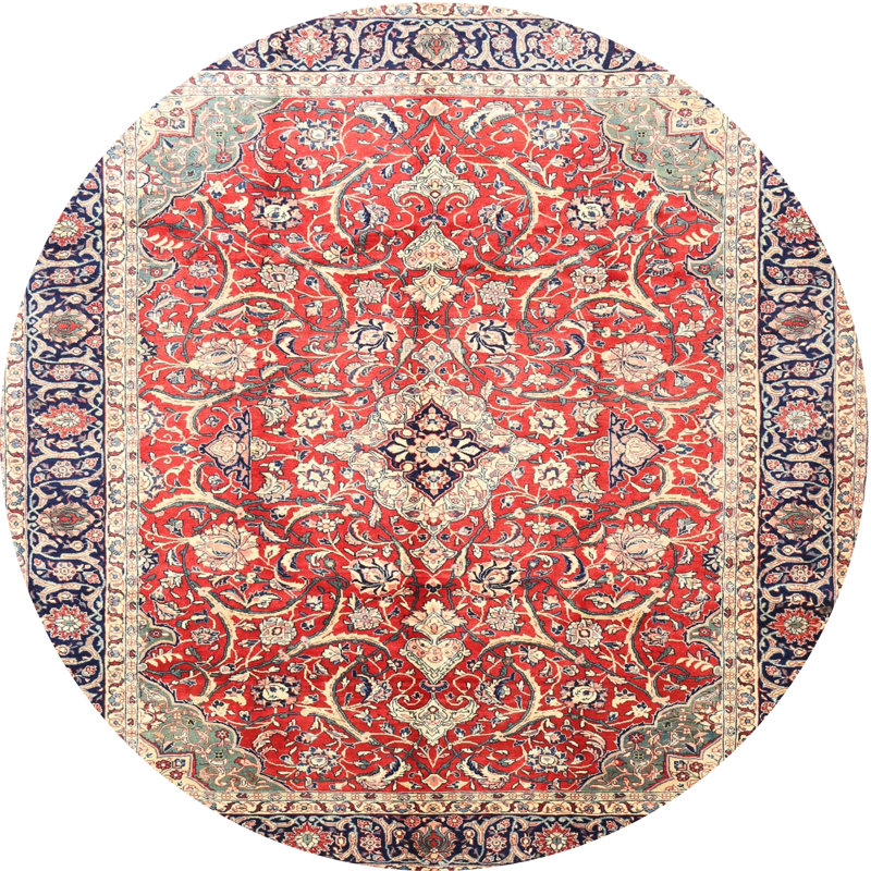 Tapis oriental multicolore tissé à la machine Oriental, Rond 5 pi