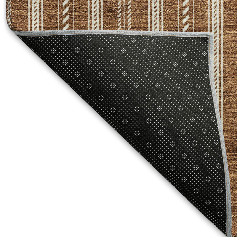 Premium Machine Washable Prisco Terracotta Rug, Rectangle 10' x 14'