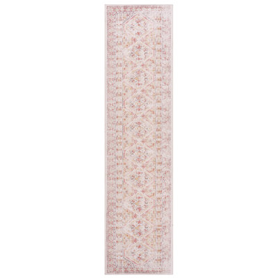 Low-Pile Washable Beige 2'6''X10' Runner Rug For Bedroom, Living Room, Kitchen, Hallway Hallway, Kitchen Area
