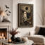 Art mural rétro sur toile, fantôme et chat noir avec citrouilles-1742948445