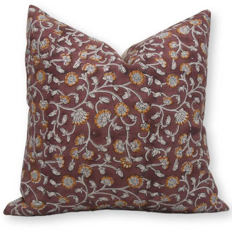 Housse de coussin en lin 14 x 14, housse de coussin à motif floral en lin pour le salon, coussin et housse de canapé - HIMACHAL