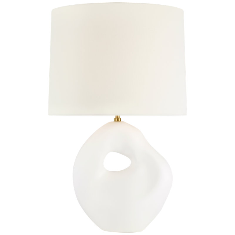 Adria 25" Cordless Table Lamp in Plaster White with Linen Shade